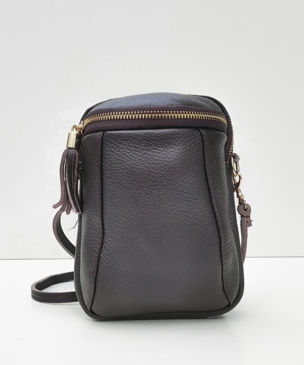 Listonoszka skóra naturalna rowerówka brązowa czekoladowa