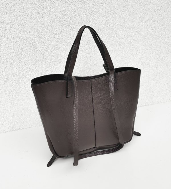 Czekoladowa brązowa torebka Shopperka Vera Pelle do ręki na ramie