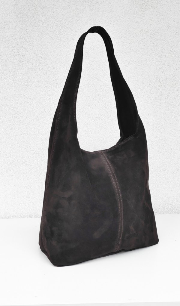 Czekoladowy brązowy espresso worek zamszowy Vera Pelle