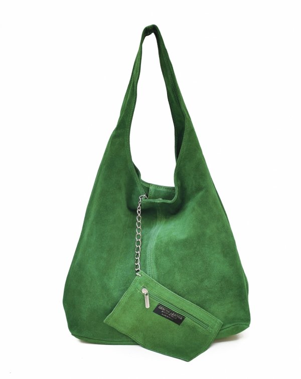 Zamszowy modny worek zielony
