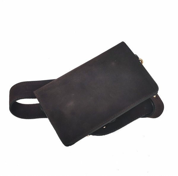 Zamszowa listonoszka torebka skóra naturalna brązowa czekoladowa roz. L