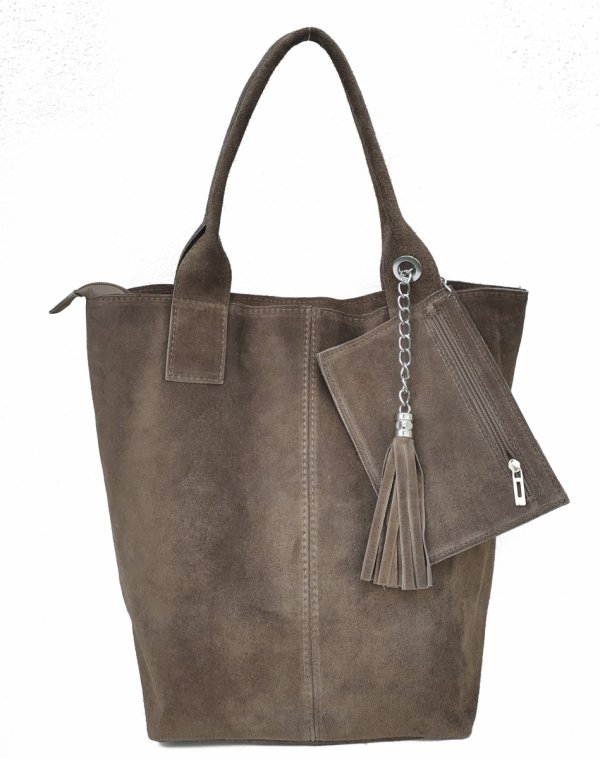 Beżowa taupe zamszowa torebka