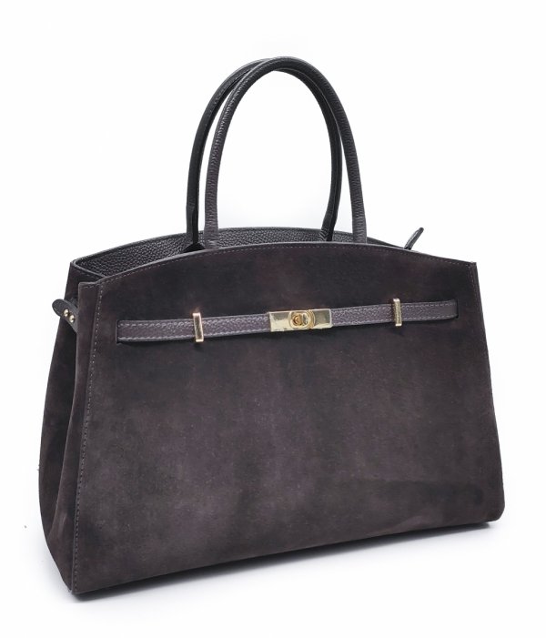 Torebka skóra zamszowa czekoladowa VeraPelle