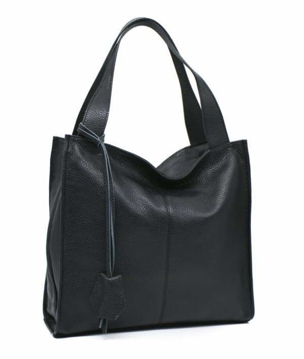 Vera Pelle Italy torebka shopper skóra naturalna czarny