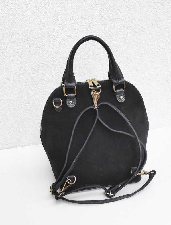 Zamszowy Plecak torebka listonoszka czarny Laura Biaggi