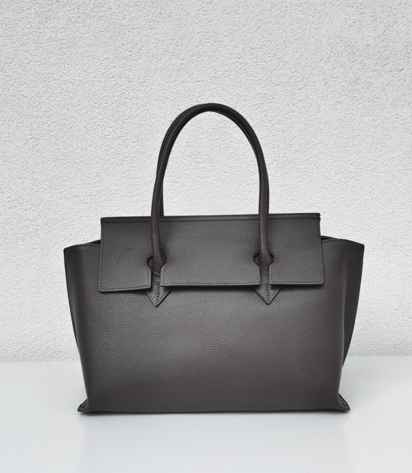 Klasyczna torebka Vera Pelle skóra brązowa czekoladowa