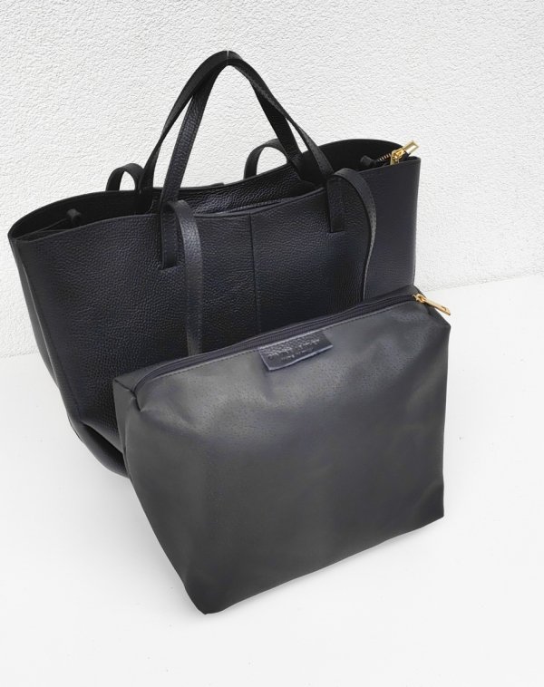 Torebka shopper Vera Pelle skóra naturalna czarna