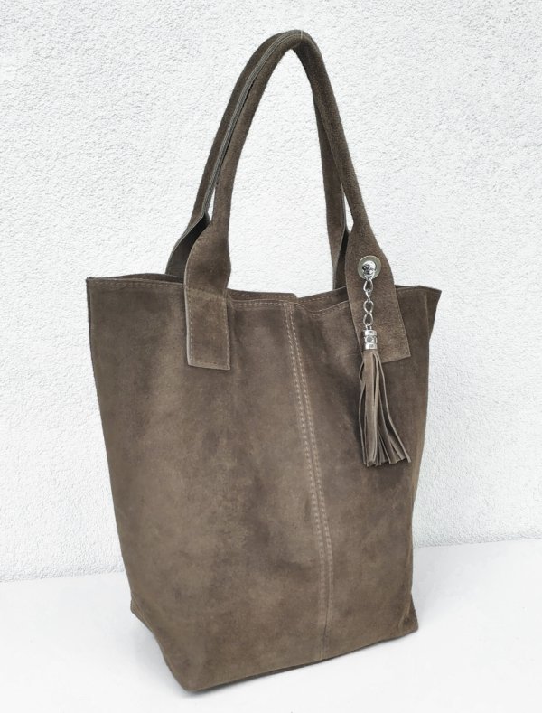 Beżowa taupe zamszowa torebka