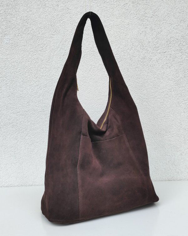 Zamszowy czekoladowy worek