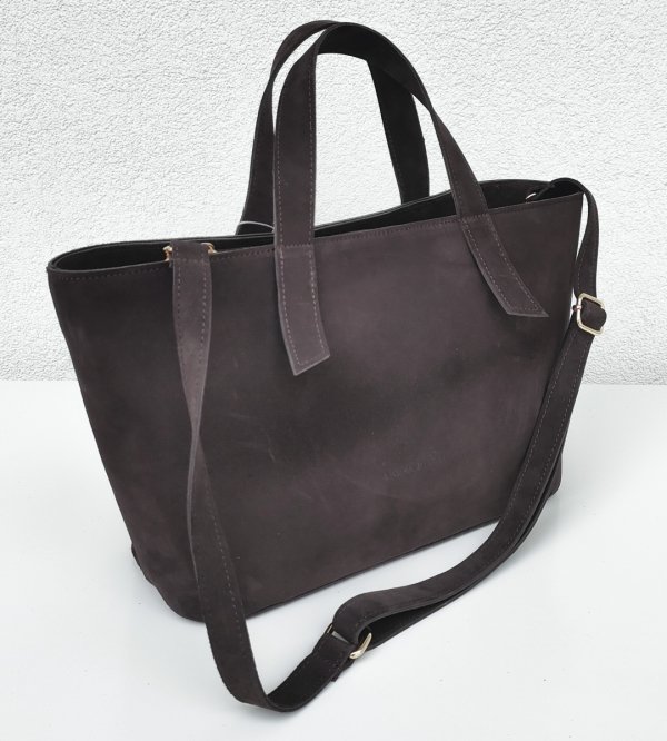 Klasyczna zamszowa torebka brązowa czekoladowa