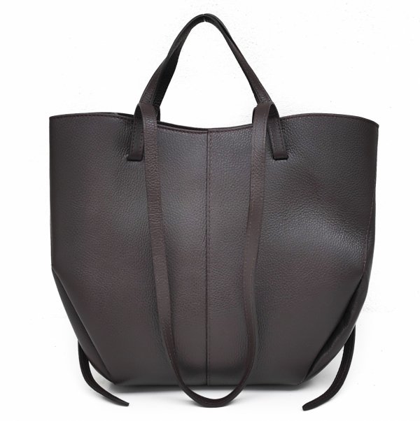 Torebka shopper Vera Pelle skóra brązowa czekoladowa