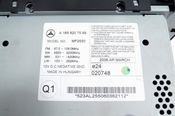 Radio Mercedes A-Klasa W169 2005 Hatchback 3-drzwi 