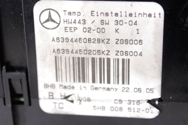 Panel sterowania nawiewem przód Mercedes Vito W639 2005 Bus 