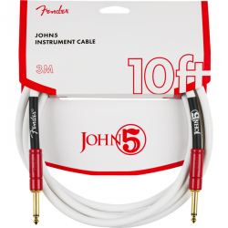 Fender John 5 Instrument Cable White and Red 10'