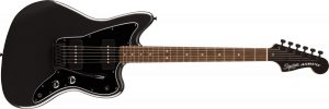 Squier FSR Affinity Series Jazzmaster Laurel Fingerboard Black Pickguard Black Hardware Matching Headstock Metallic Black