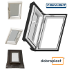 Ausstiegsfenster Skyfens PVC Skylight Loft 55x78 Dachausstieg aus Kunststoff,  Profile in Weiß PVC Uw = 1,4 W/m2K  Dachluken - Dachausstieg - Dachluke - Dachfenster, 7043 8019 RAL, Öffnung: nach Rechts / Links