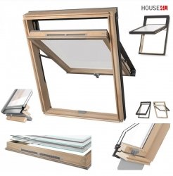 Dakea Dachfenster Better View KHV B1000 (Bessere Sicht) Hoch-Schwingfenster Holz-Fenster klar lackiert, Uw=1,3 2-Fach, mit Dauerlüftung, Untere-Griff, Verbundsicherheitsglas, VSG - Inneschiben laminiert