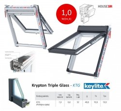 Dachfenster Keylite Polar PVC Klapp-Schwingfenster PFE  Uw=1,0 Krypton Triple Glass - KTG 3-Fach Verglasung, weiß Kunststoff, Fluchtwegsfenster 0 – 45 ̊ offen, Kunststoff mit Wärmedämmblock, Bad-Dachfenster