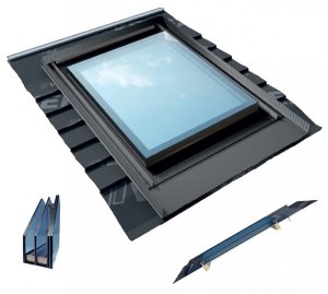 Dachfenster OKPOL IGX F1 reset 78x98 PVC aus Weiß Kunststoff 4-FACH VERGLASUNG Uw=0,79 + GUMMIFLANSCH RESET integriert Eindeckrahmen - FESTSTEHENDES FENSTER - MONTAGE 5-90° 