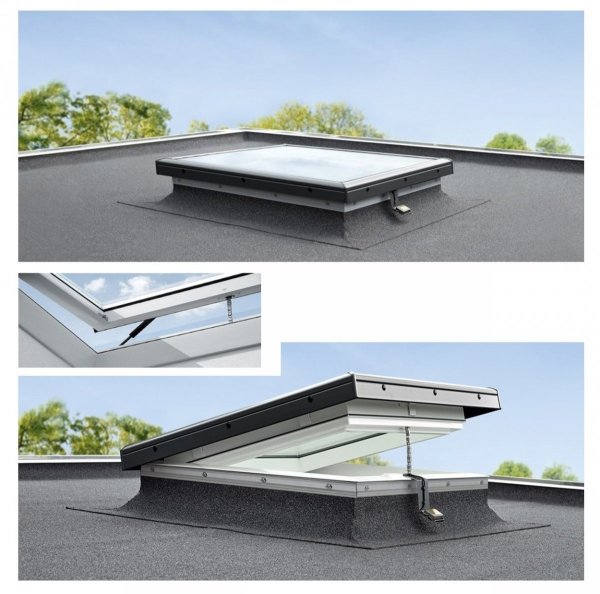 VELUX Flachdach-Fenster CVP 0673QV Basiselement - elektrisch, einbruchssicher für elektrisch öffnendes Kunststoff-Isolierglas