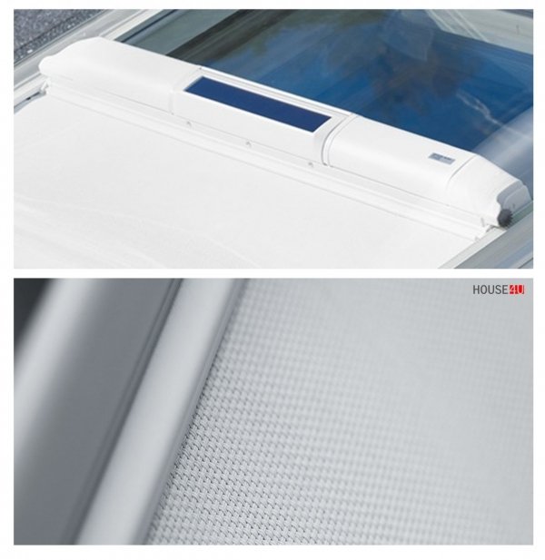 Solar-Hitzeschutz-Markise Velux MSG für Flachdach-Fenster,  solarbetrieben, 6090 weiß, inkl. Funk-Wandschalter _house-4u.de
