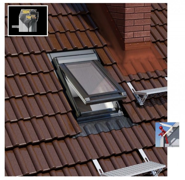 Dachluken Okpol IGWX+ E2 78x98 für Nutzräume Uw=1,2 Dachausstiegsfenster aus Kunststoff SOLID+ PVC - Ausstiegsfenster - Dachausstieg - Dachluke - Dachfenster