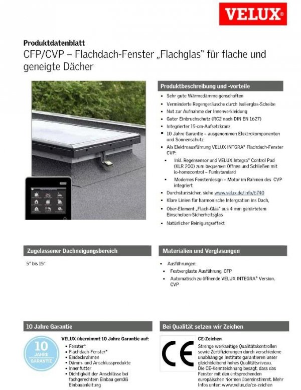 VELUX Flachdachfenter Basis-Element CFP 0073U www.house-4u.de