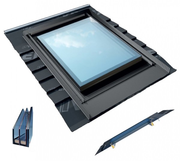 Dachfenster OKPOL IGX F1 78x98 PVC aus Weiß Kunststoff cm 4-FACH VERGLASUNG Uw=0,79 + GUMMIFLANSCH RESET integriert Eindeckrahmen  _ house-4u.de