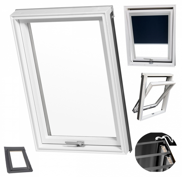 Dachfenster RoofLITE® TRIO PVC APY 3-Fach PVC-Profile Schwingfenster Uw=1,1 Profile in Weiß