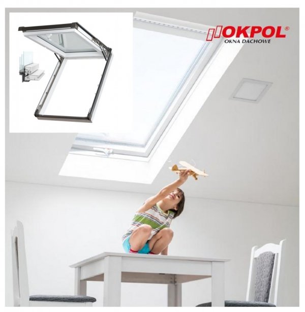 Dachfenster Kipp-Schiebefenster Okpol IGKV N22 Uw=0,86 3-Fach Verglsung / IGK I3 PVC Profile in Weiß