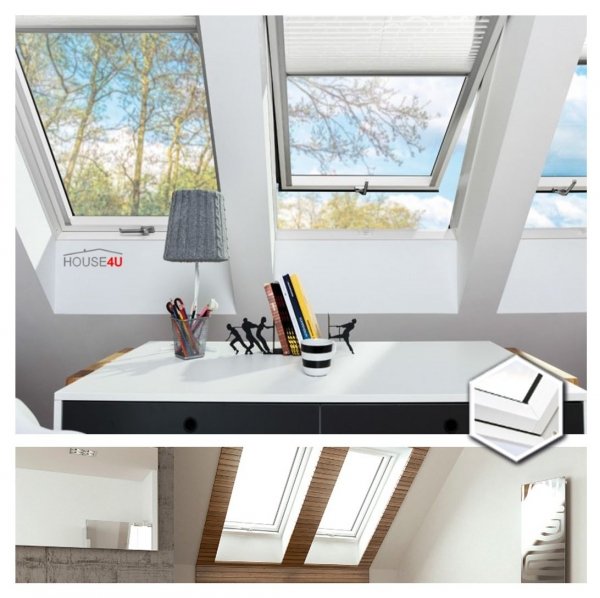 Dachfenster Fakro FTW-V U5 Schwingfenster aus weiß lackiertem Holz PU-Kunststoff-Lack (x2), Dauerlüftung V40P, topSafe-System Uw: 0,97 Polyurethan-Kunststofflack  erhöhter Feuchteresistenz