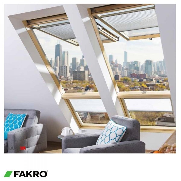 Dachfenster Fakro FPU-V U5 preSelect MAX Superenergiesparend Uw=0,93 3-fach-Verglasung, Klapp-Schwingfenster, aus weiß lackiertem Holz PU-Kunststoff-Lack / zweimal Polyurethan-Kunststofflack, mit Riesen-Öffnungswinkel Standard 0–45