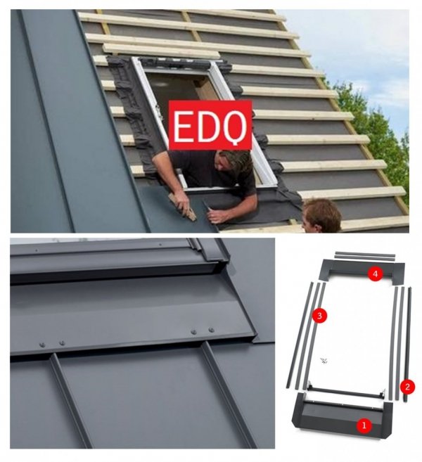 VELUX Eindeckrahmen Dichtungskragen EDQ für Stehfalzprofilbleche zur Dacheindeckung