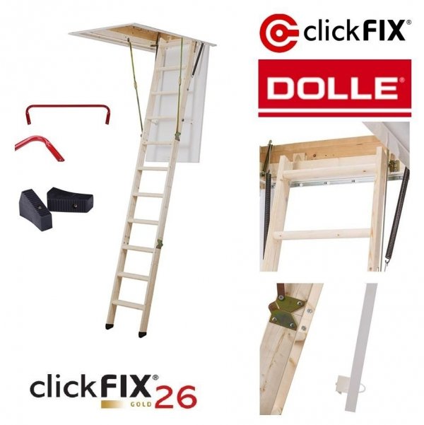 Dolle Bodentreppen ClickFIX ® 26 Gold aus Holz Dachbodentreppe Stiege Klapp H4U www.house-4u.eu