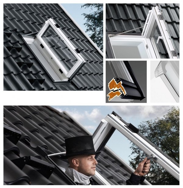 VELUX Ausstiegsfenster GXU 0066 Türfunktion Kunststoff ENERGIE PLUS Wohn-/Ausstiegsfenster Aluminium Dachausstieg für ausgebaute Dachböden