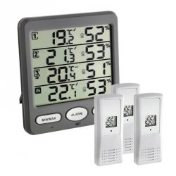 TFA 30.3054.10 KLIMA MONITOR termohigrometr bezprzewodowy z 3 czujnikami zewnętrznymi 