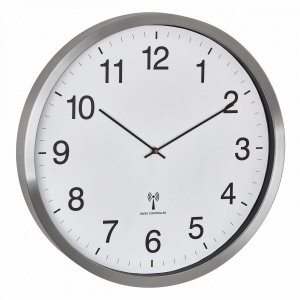 TFA 60.3548.02 zegar ścienny wskazówkowy sterowany radiowo 50 cm, aluminiowa obudowa