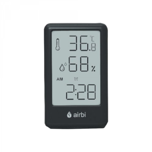 Termohigrometr, z budzikiem, alarm, zegar, pamięć min max, kolor czarny, Airbi FRAME