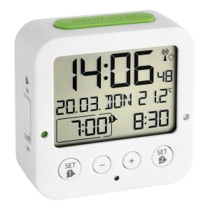 TFA 60.2528.02 BINGO budzik biurkowy zegarek elektroniczny z termometrem, biały