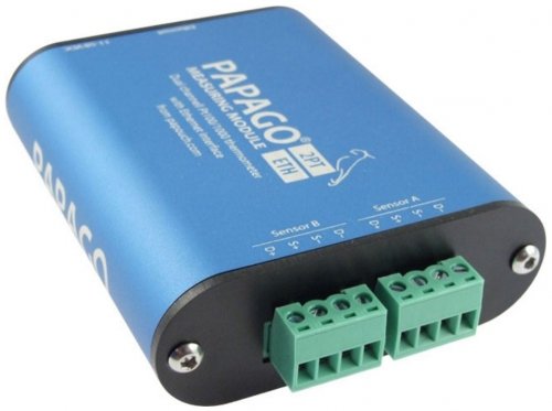 Papouch 2PT_ETH PAPAGO moduł pomiarowy internetowy dwukanałowy sondy Pt100/Pt1000 zasilanie PoE, Pt100, Modbus TCP, Ethernet, LAN, IP
