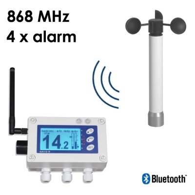 Navis W410 wiatromierz sygnalizacyjny bezprzewodowy anemometr mechaniczny wyjście przekaźnikowe alarm dźwiękowy i wizualny