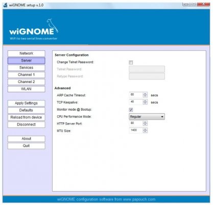 Papouch wiGNOME konwerter sygnału RS232/485 do WiFI 