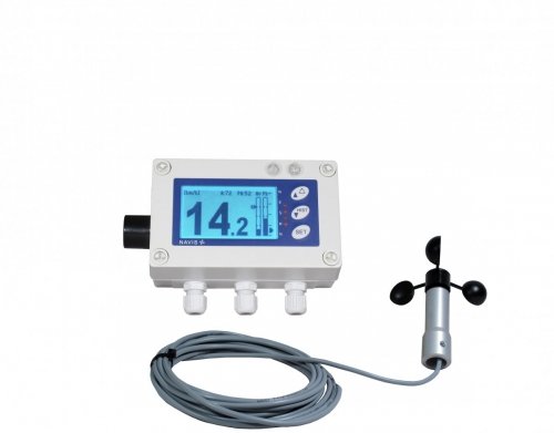 Navis Y410L wiatromierz sygnalizacyjny przewodowy anemometr mechaniczny wyjście przekaźnikowe alarm dźwiękowy i wizualny wifi,  bluetooth, karta SD