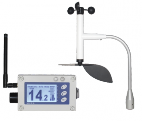 Navis W410XB/BAT wiatromierz sygnalizacyjny bezprzewodowy anemometr alarmowy autonomiczny alarm dźwiękowy i wizualny bluetooth