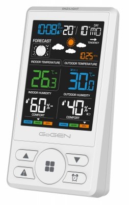 GoGEN ME 1250W– stacja meteorologiczna z czujnikiem zewnętrznym, biała