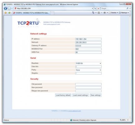 Papouch  TCP2RTU_RS485_1 konwerter Modbus RTU/ASCII do Modbus TCP konwerter RS232/422/485 do Ethernet