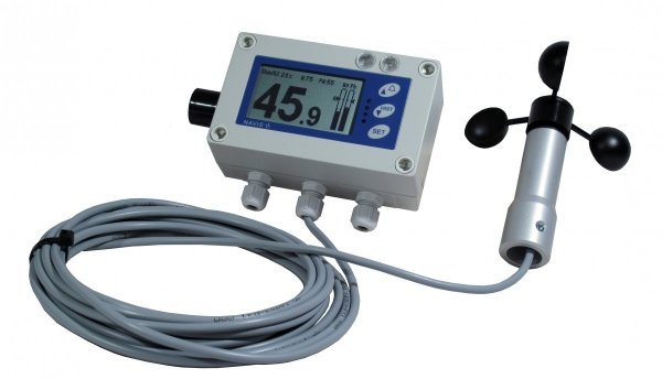 Wiatromierz sygnalizacyjny przewodowy Navis Y410W anemometr mechaniczny wyjście przekaźnikowe alarm dźwiękowy i wizualny, WiFi