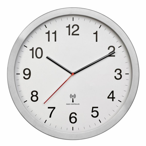 TFA 60.3545.02 zegar ścienny wskazówkowy sterowany radiowo 40 cm biały, aluminiowa obudowa, XXL