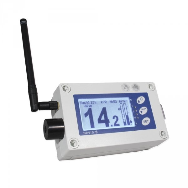 Wiatromierz sygnalizacyjny bezprzewodowy Navis W410/BAT anemometr alarmowy autonomiczny alarm dźwiękowy i wizualny