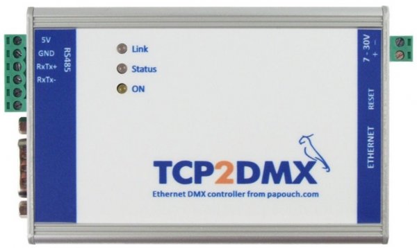 Papouch TCP2DMX konwerter przemysłowy interfejsu Modbus TCP do DMX512 